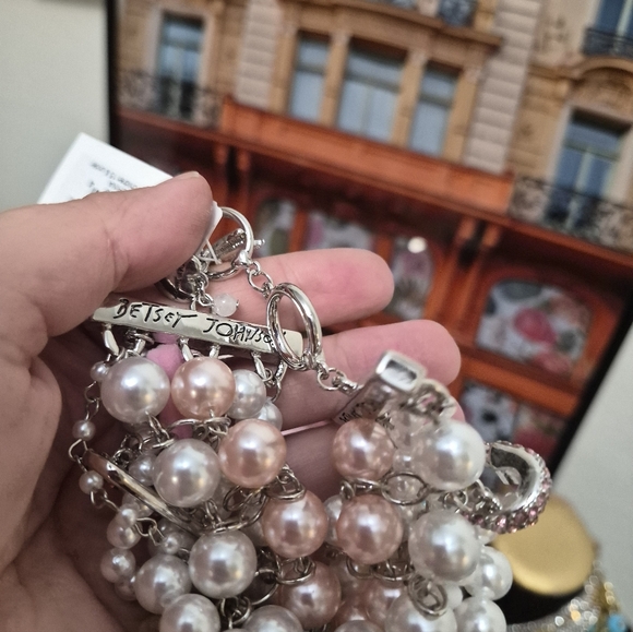 Betsey Johnson Pearl and Bears Charm Necklace&matching bracelet Nwt - Picture 4 of 5